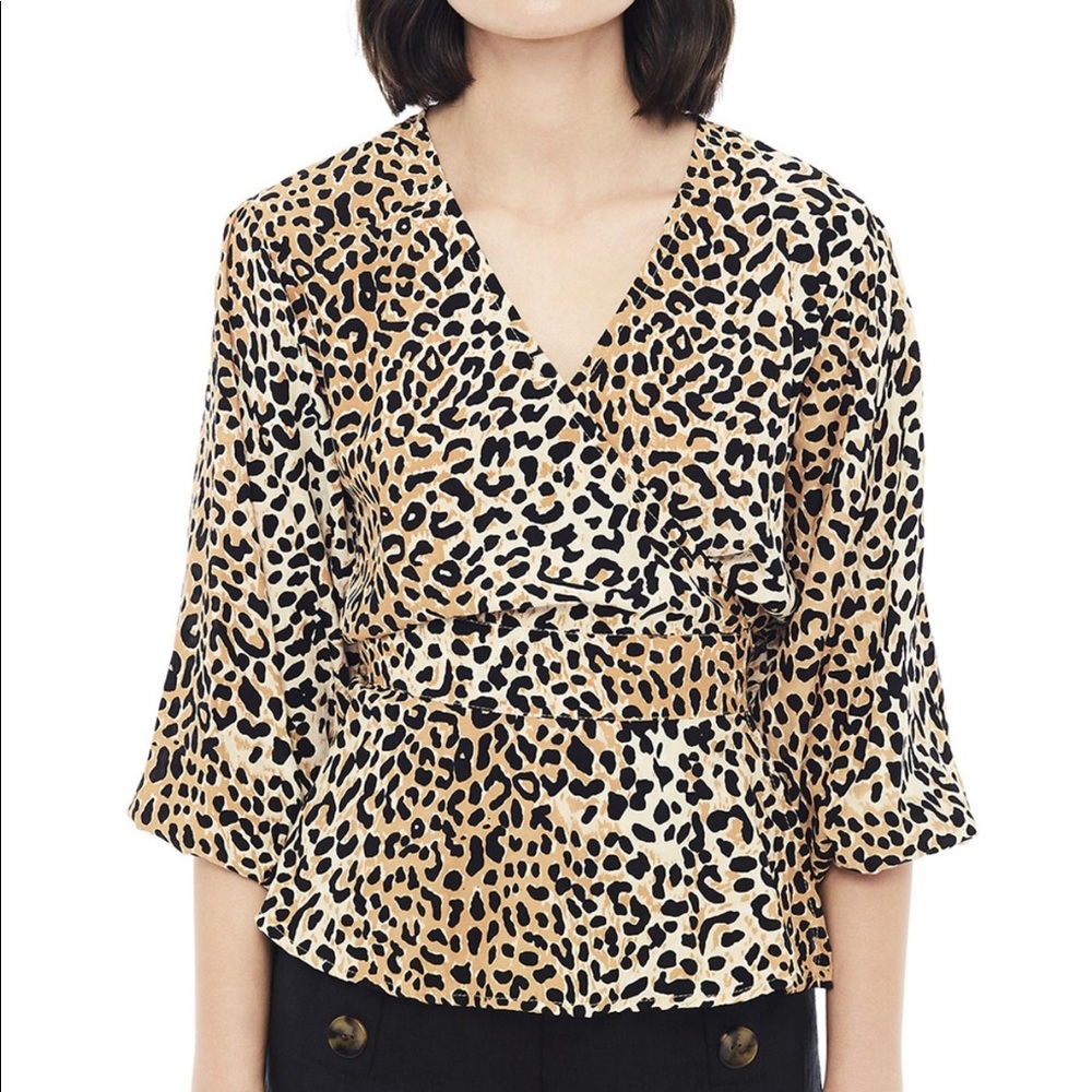 Faithfull the Brand Leopard Wrap Top Size Small